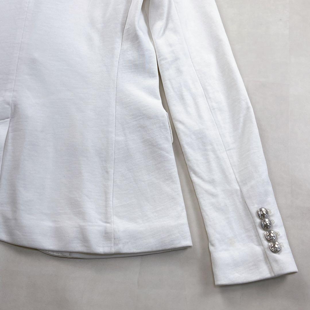 美品 ラルフローレン 白ブレザー 銀ボタン 針金糸 刺繍 エンブレム ジャケット