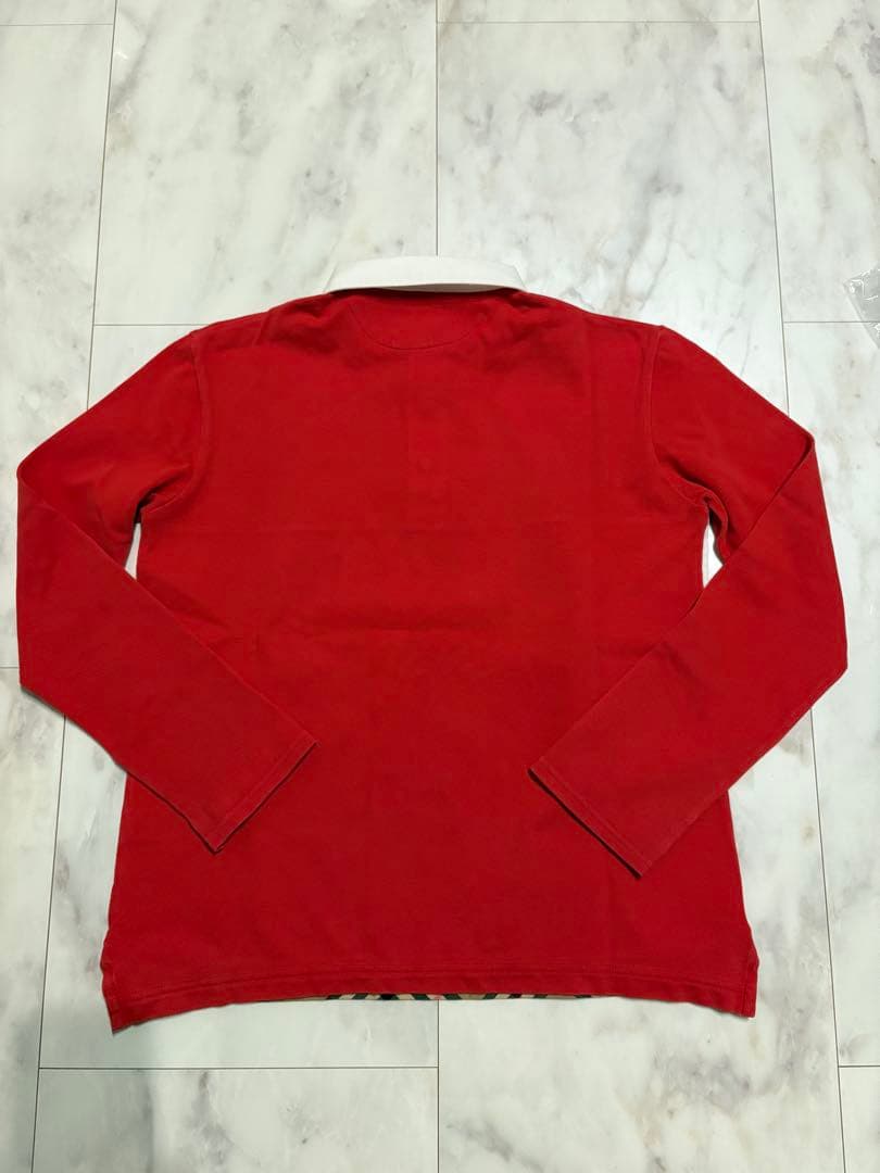 大人もOK バーバリー　キッズ　14Y 赤✖️チェック柄　長袖ポロシャツ