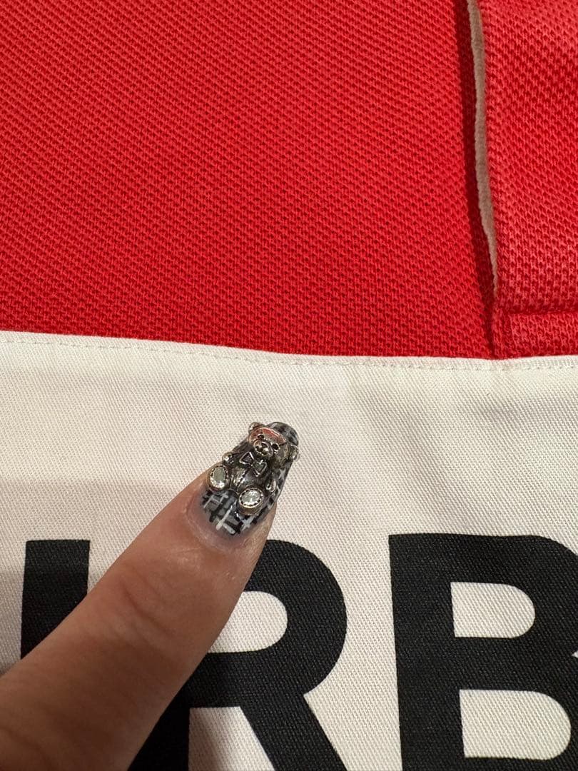 大人もOK バーバリー　キッズ　14Y 赤✖️チェック柄　長袖ポロシャツ