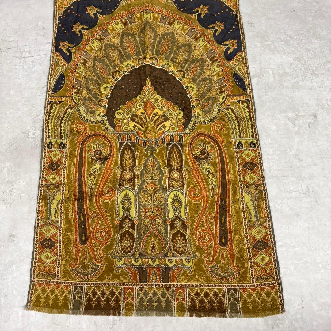 エトロ　エトロ　ストール　マフラー　ウール　WOOL シルク　ブラック　ブラウン