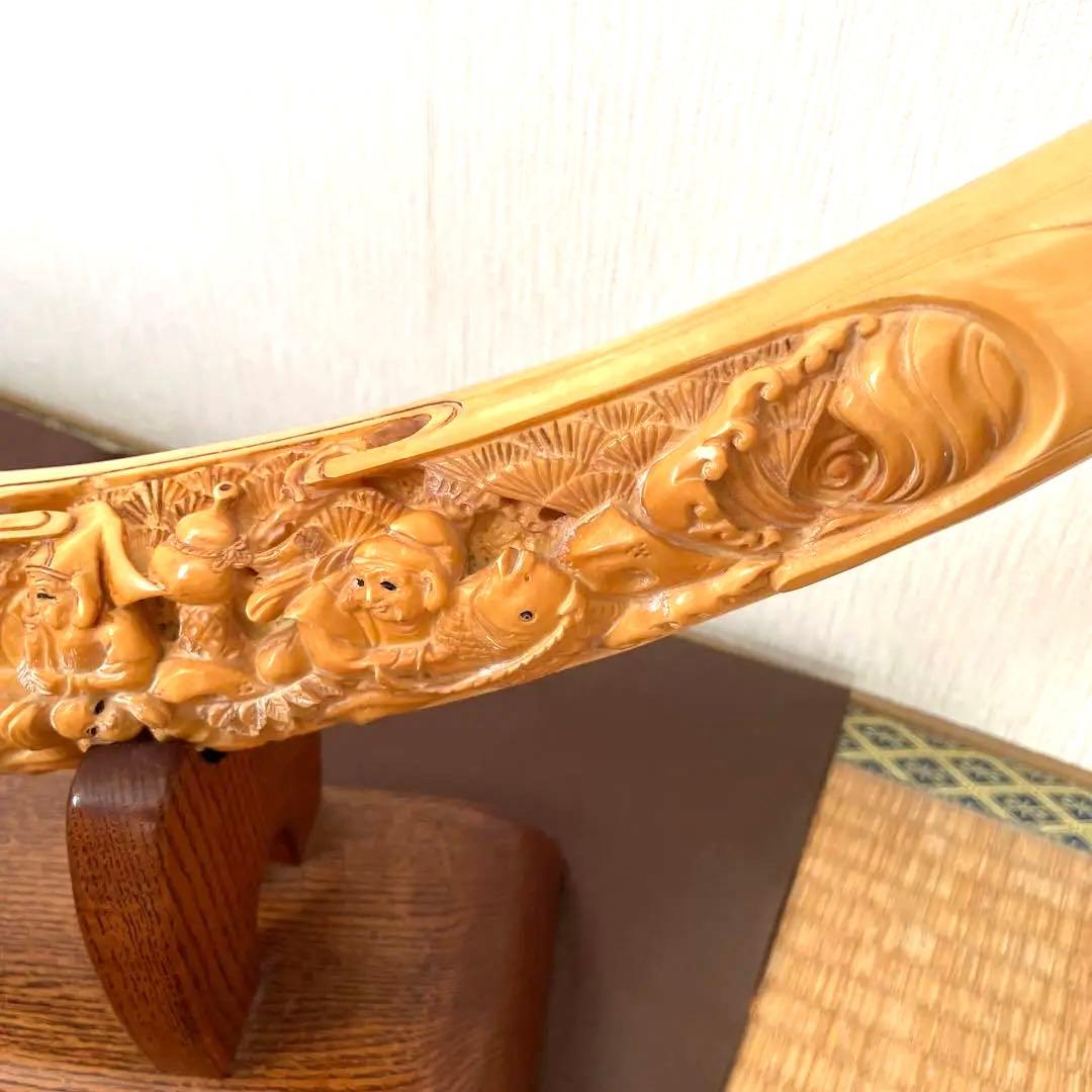 【送料無料】象牙風　七福神　置物　台付