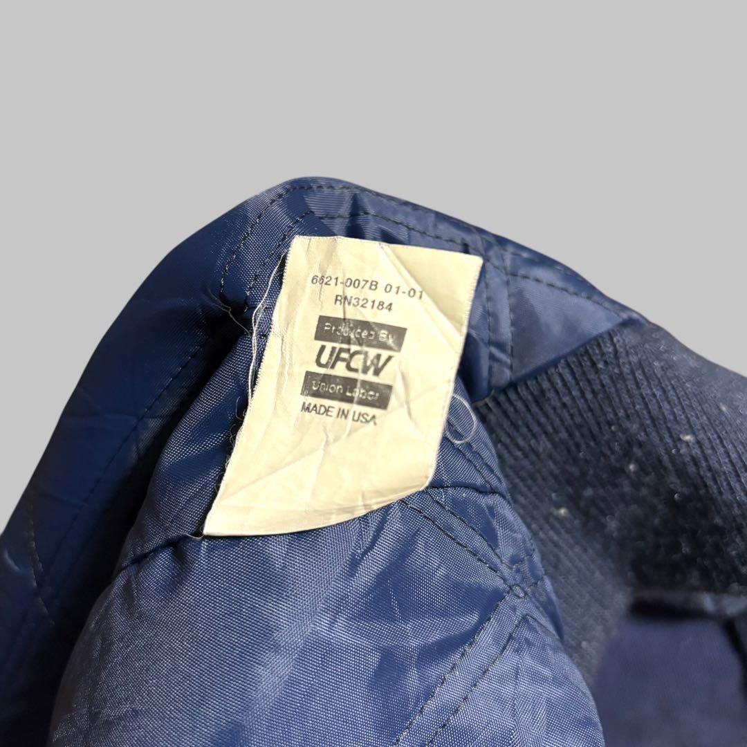 USA製ビンテージダックジャケットネイビー襟コーデュロイ刺繍ロゴ90s古着2XL