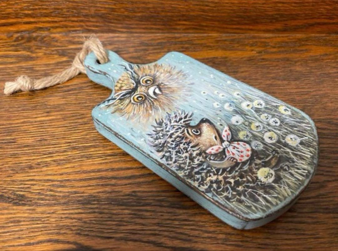 ロシア雑貨☆『霧の中のハリネズミ』木製壁掛け飾り マトリョーシカ ガリーナ作