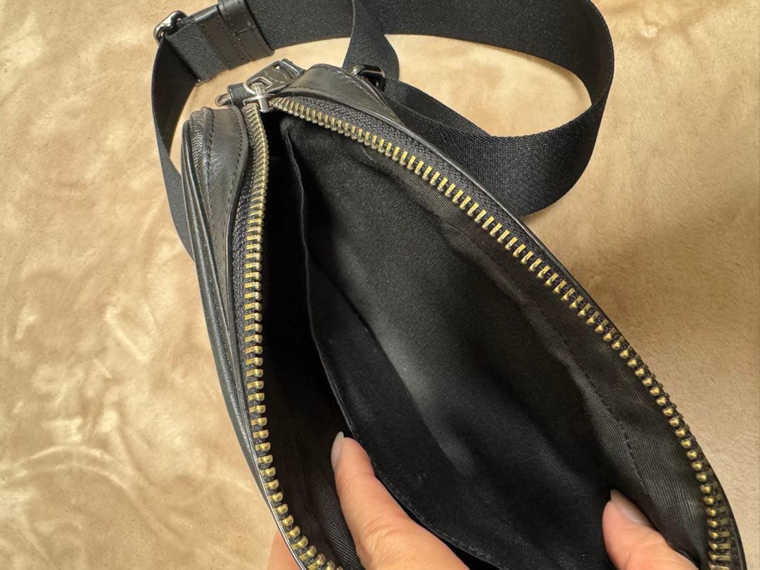 COACH レザー ショルダーバッグ　 グブラック/グレー