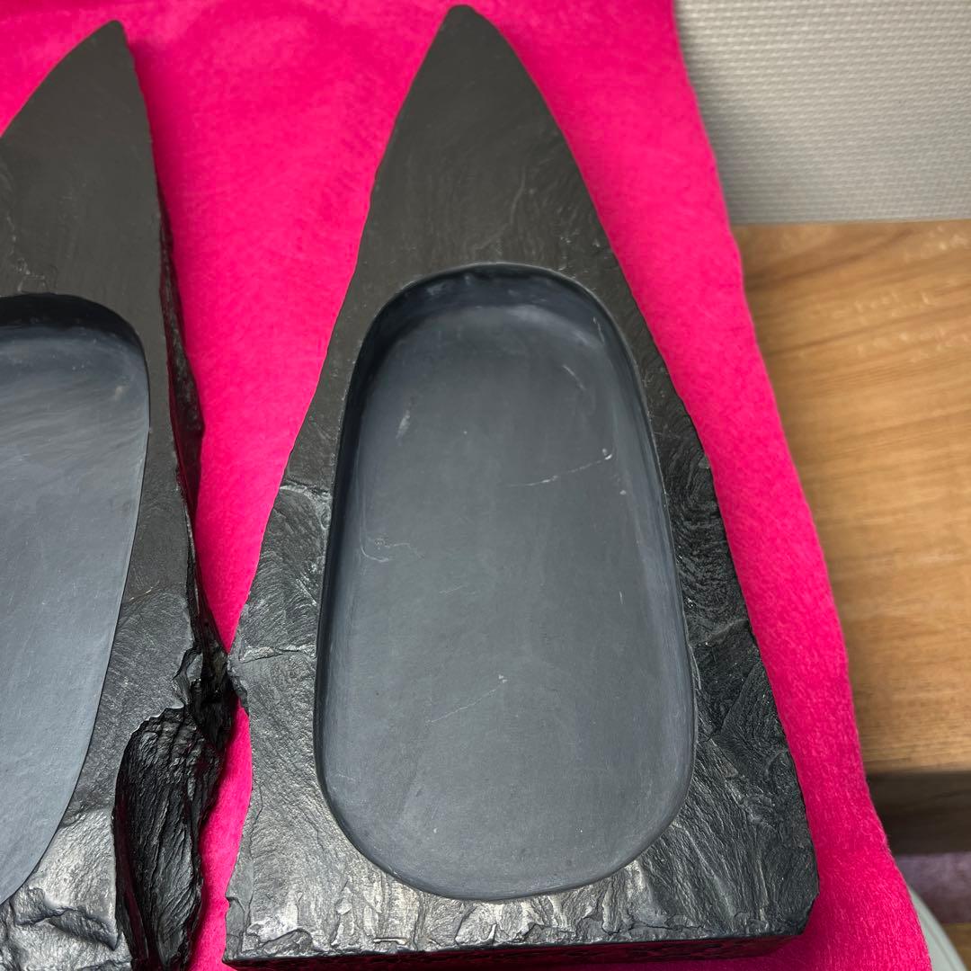 雄勝硯　⭕️杉山唐龍斎　希少なダブル硯(蓋も硯) 30cmの超大型硯