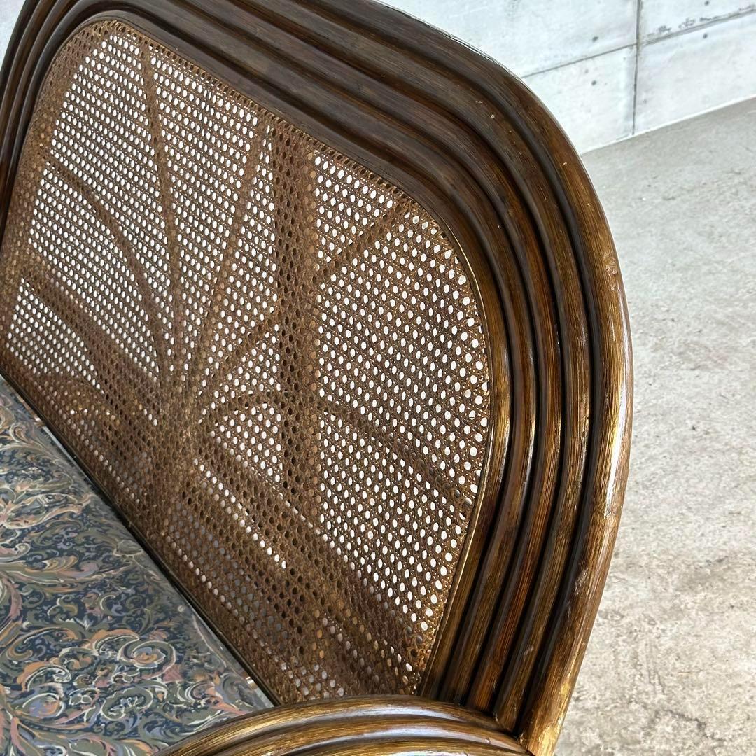 ✿アジアンリゾートポップ✿籐フレーム 2人掛け　ラブソファ　オールドラタン