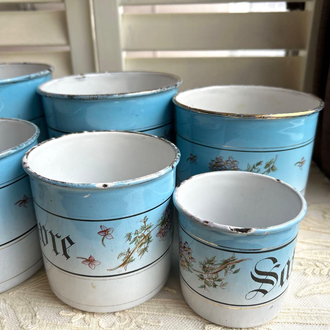 お値下げしました‼️ フランスアンティーク　ホーローキャニスター6 個set