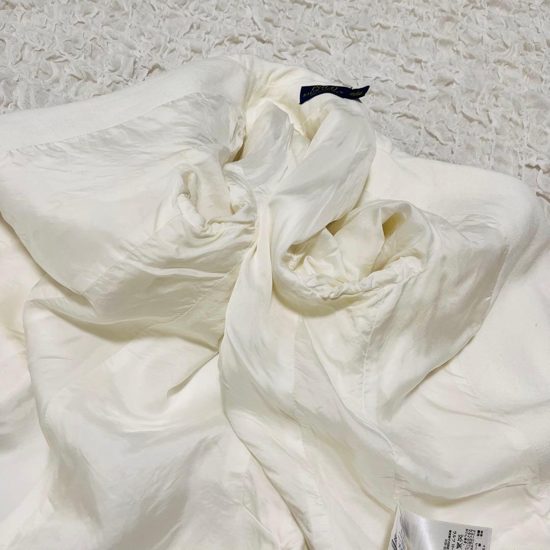【美品】poloRalphLaurenイタリア製リネン白ジャケット現行タグM