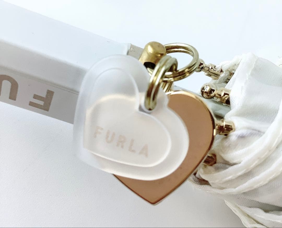 新品★フルラ★FURLAオーガンジーチェーン刺繍晴雨兼用2段折りたたみ傘★グレー