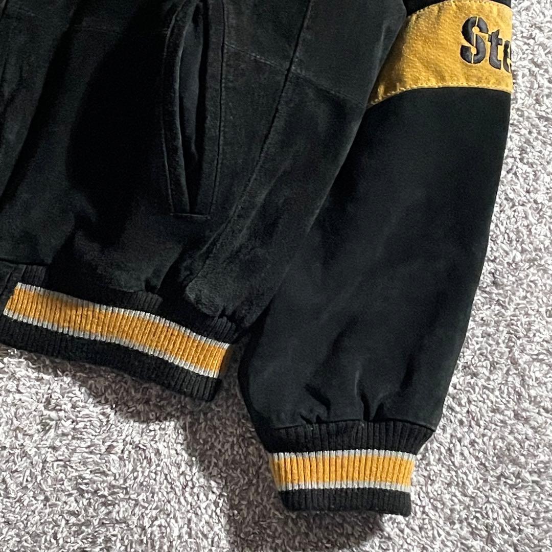 NFL　Steelers　スウェードレザースタジャン　ロゴ刺繍　サイズL