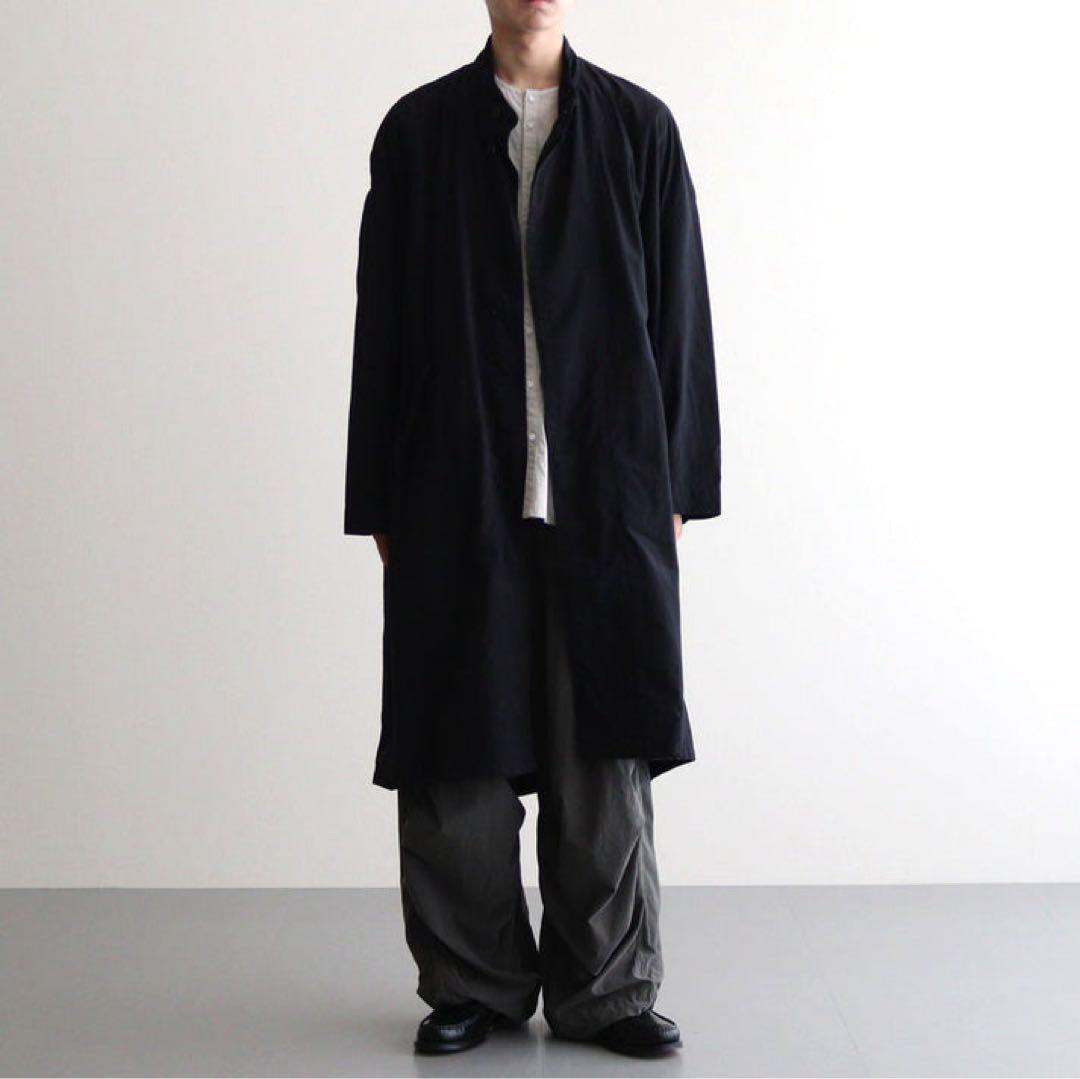 FIRMUMナイロンタッサーガーメントダイスタンドカラーコートBLACK
