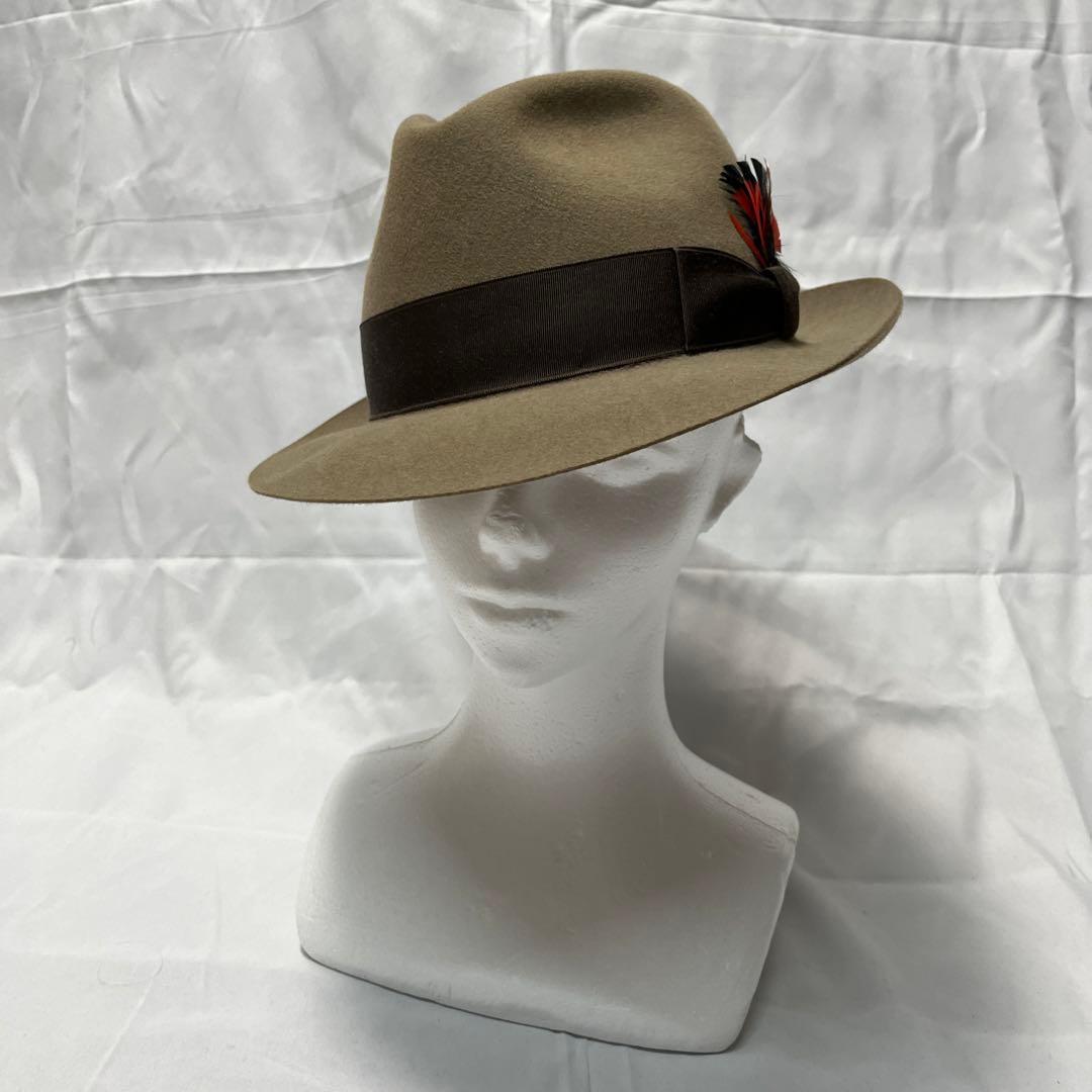 R*A様 ベージュ ハット KNOX ラビット　ファー　フェルト　羽根付きリボン