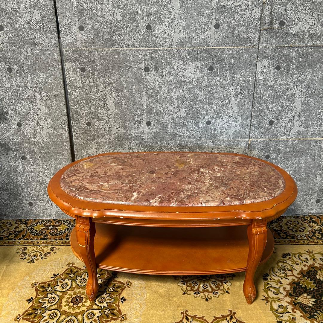 ꧁クラシック家具꧂大理石リビングテーブル センター ロー ソファ 机 猫脚