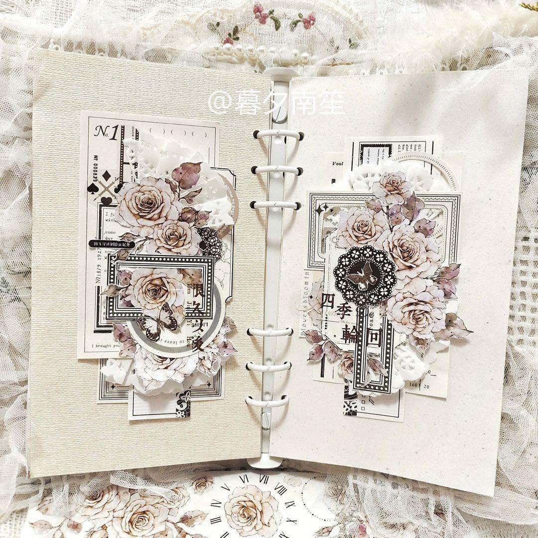 新品　月下温柔　和紙花マスキングテープ　マステ　6m