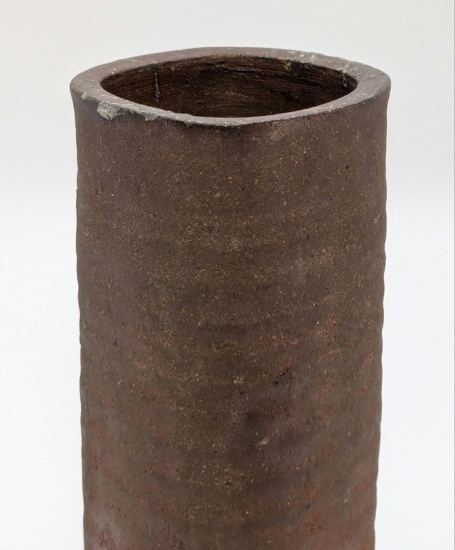 岡山県重要無形文化財 伊勢崎満 備前焼 緋襷四方花入 合箱 花瓶 花器 花生