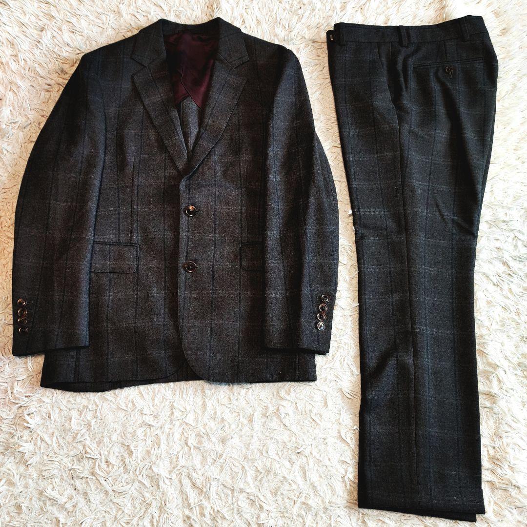 ポールスミス セットアップ スーツ ウール 英国製 格子柄 現行モデル