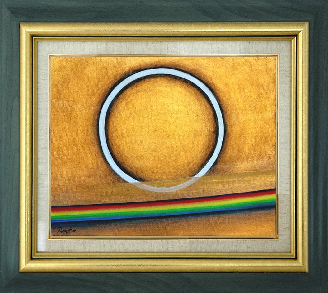 油絵 菅家令子 絵 絵画インテリア額付(銀) F3-G142023 風景祈り希望