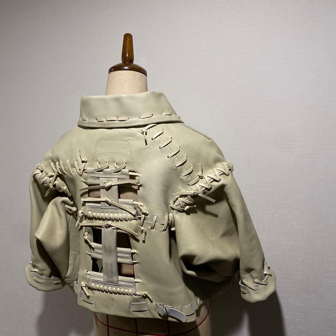 コムデギャルソン 05ss 激レア!! 編み込み ショートレザージャケット