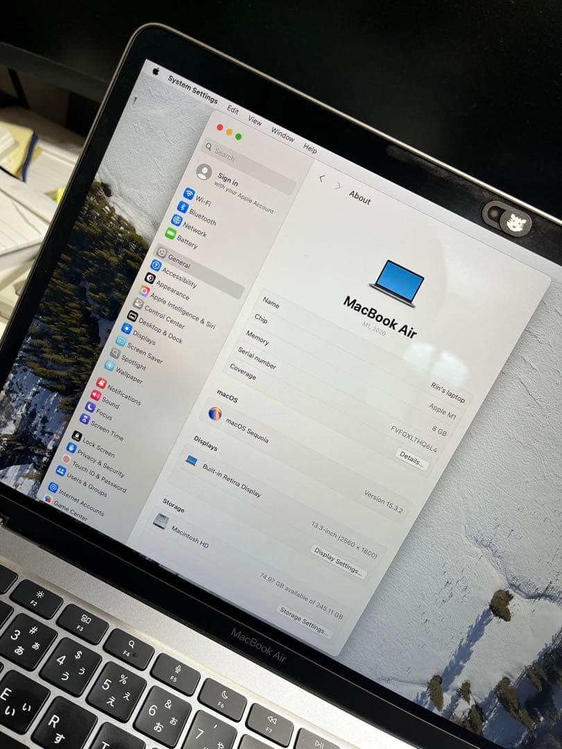 Apple MacBook Air 2020 M1 メモリ/8GB 256GB