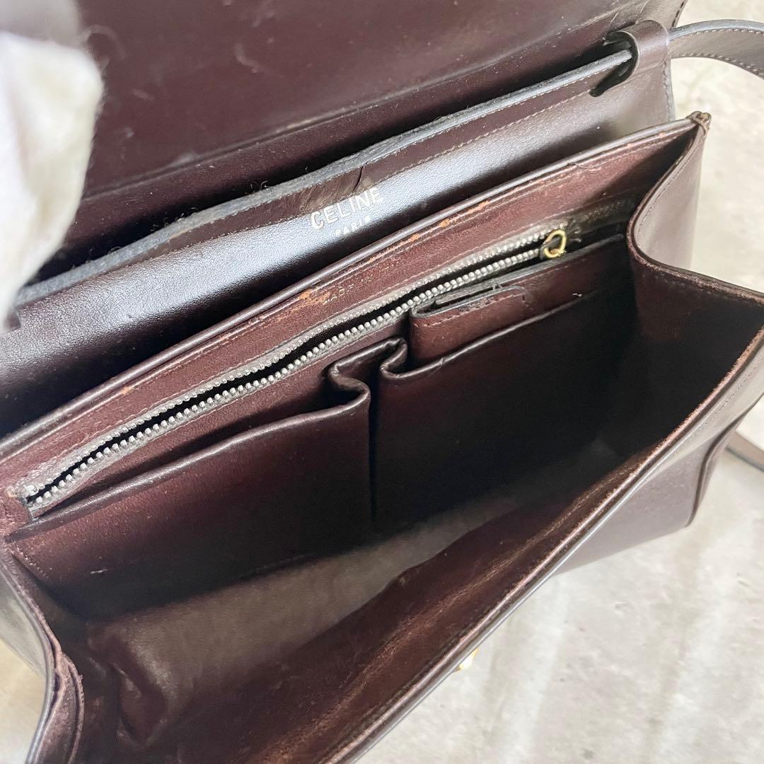 セリーヌ レザー ショルダーバック レディース メンズ ブラウン 馬車金具