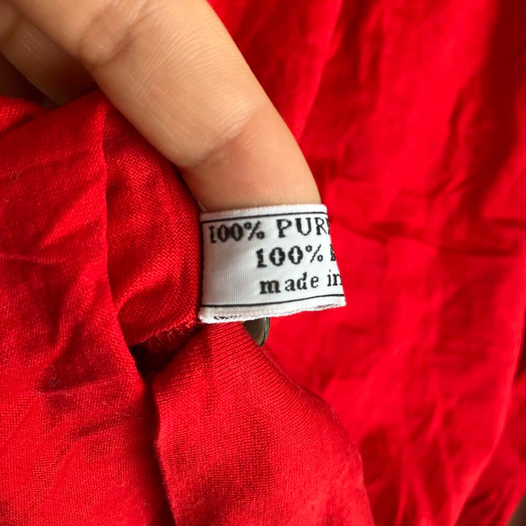 bijan ビジャン 刺繍ロンT イタリア製 コットン100% レッド L相当