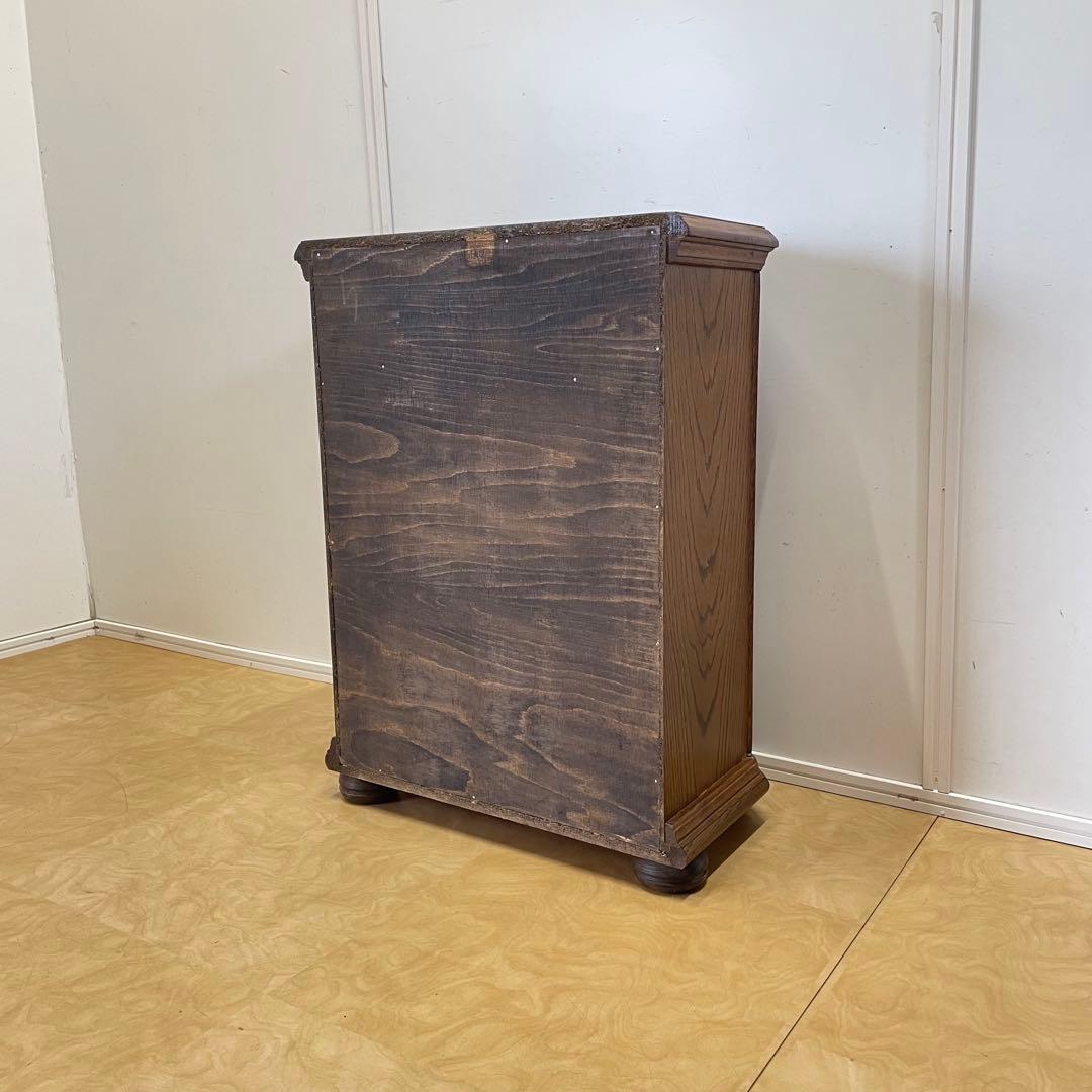 オーク材 6角キャビネット コンソール チェスト 電話台 棚 アンティーク