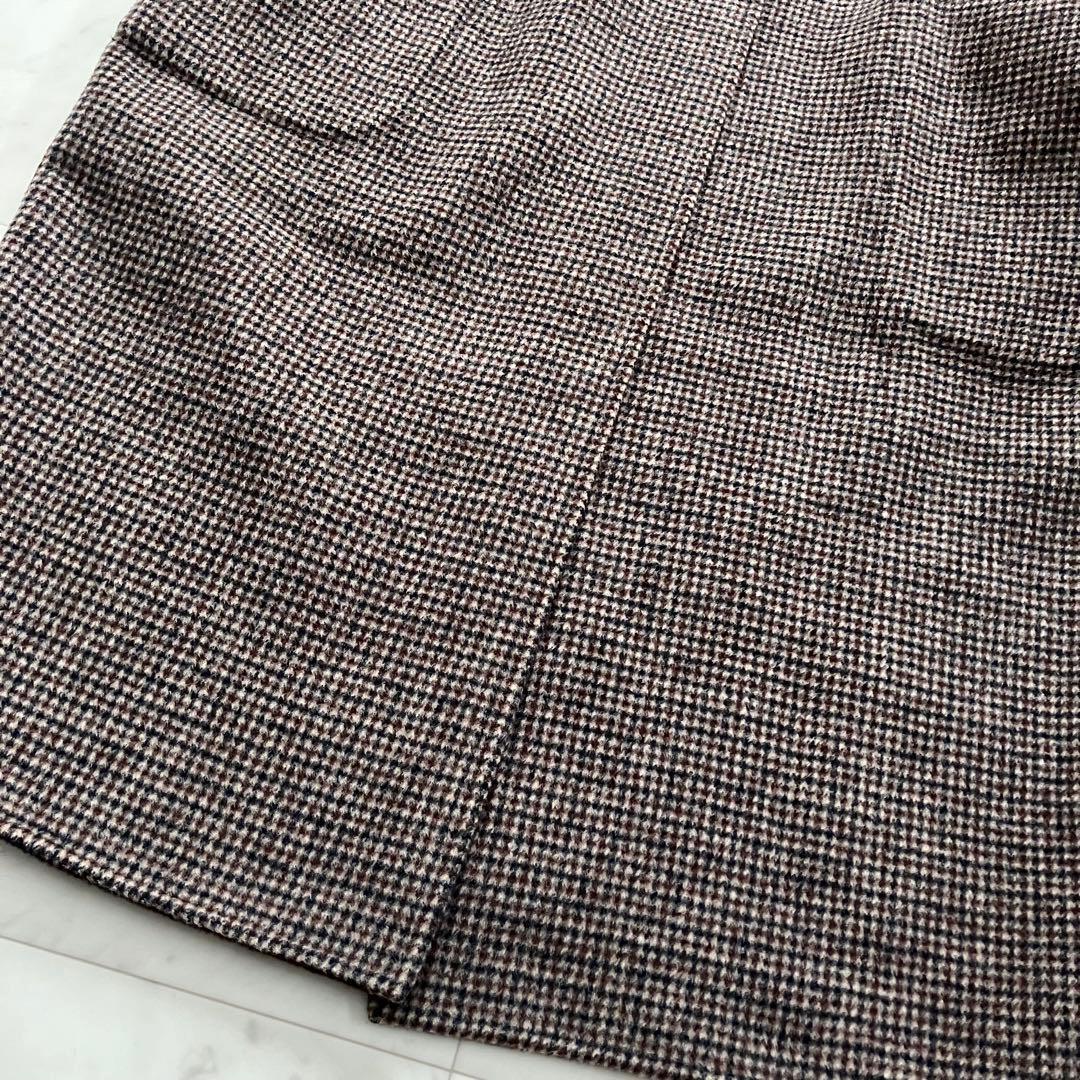 プラージュ ウールリバーコート リバーシブル ブラウン チェック 38