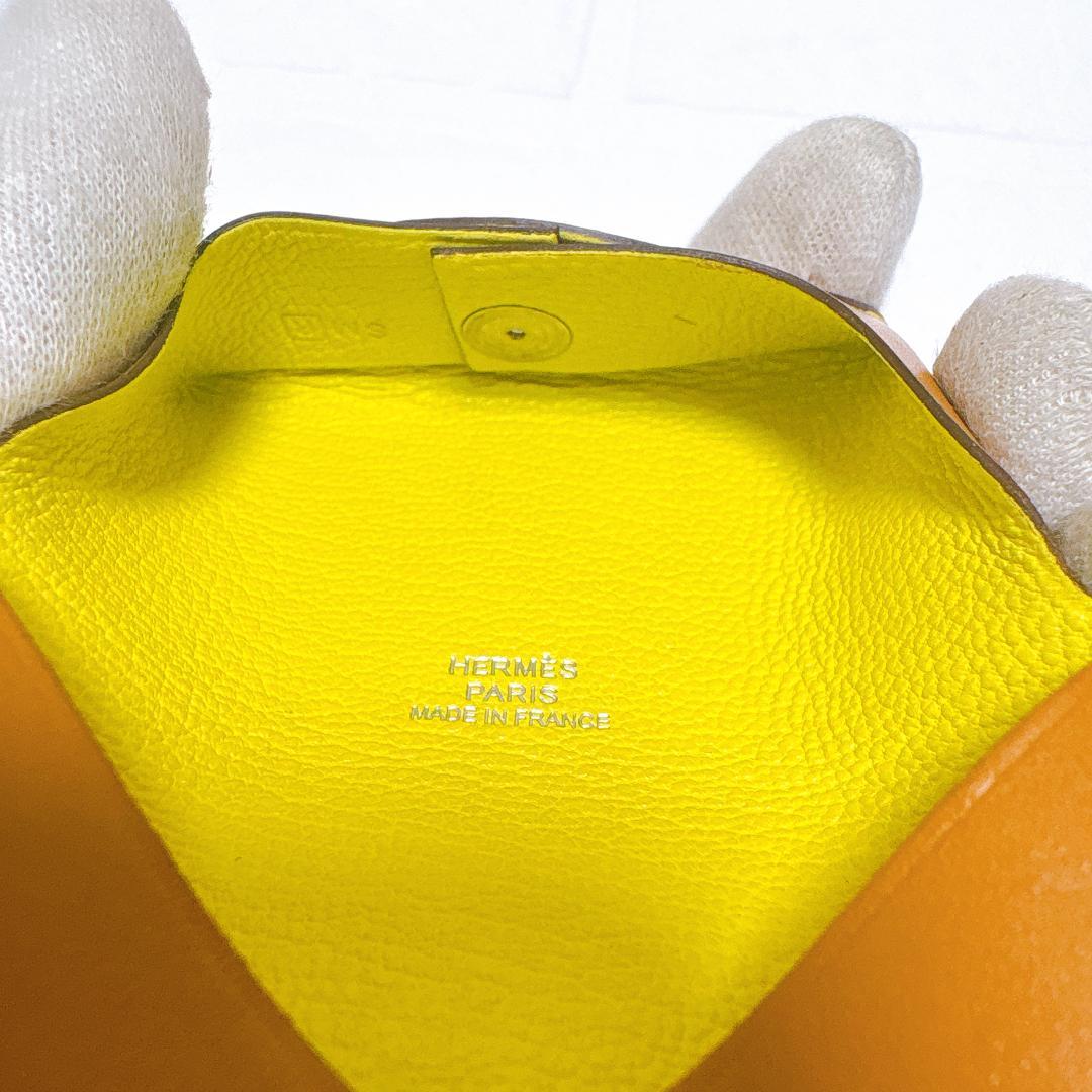 美品✨HERMES バスティア ケース ヴェルソ ブラウン×イエロー
