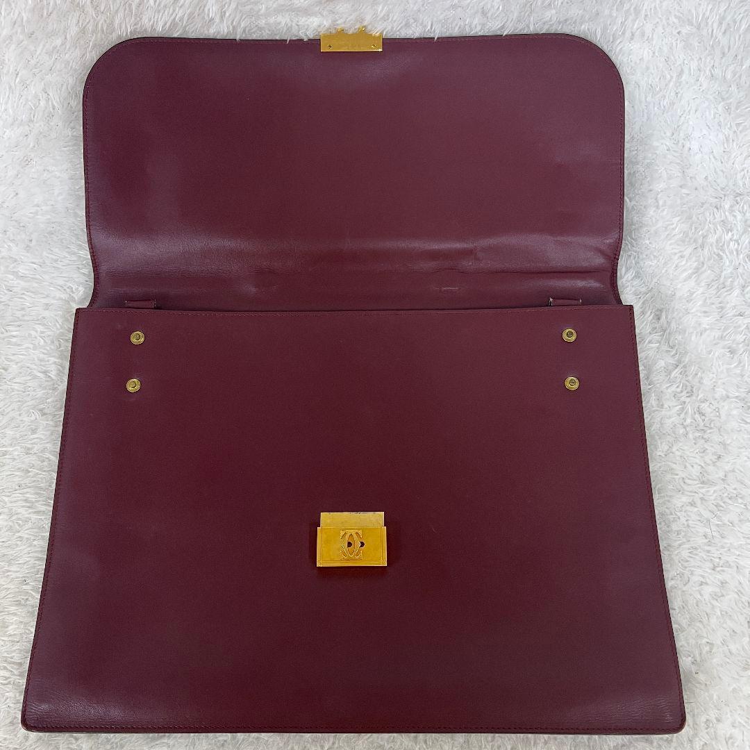 Cartier カルティエ バーガンディ レザー ビジネスバッグ