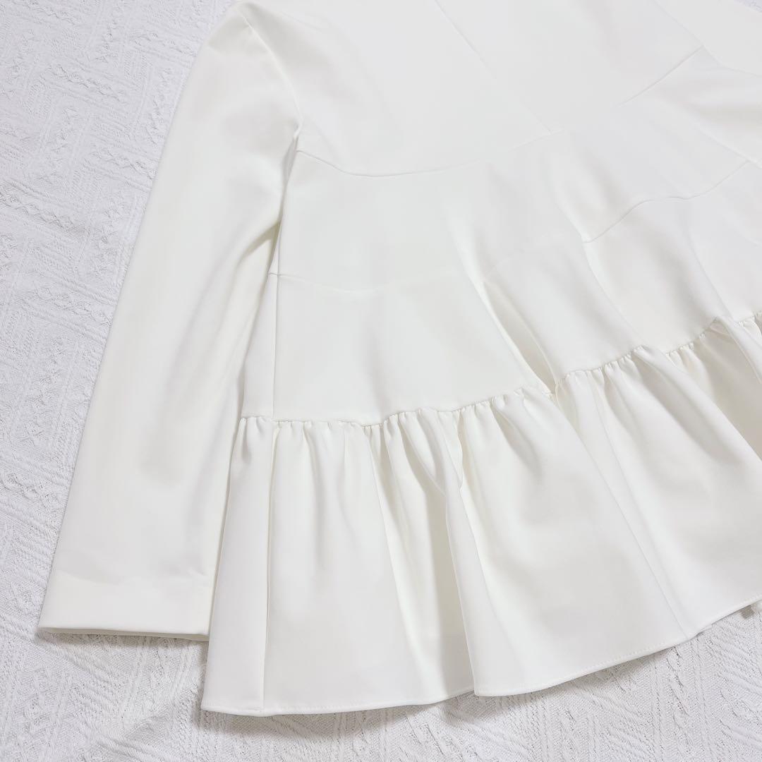 人気⭐︎ヨリ　yori ティアードストレッチブラウス　ホワイト　セレモニー　38