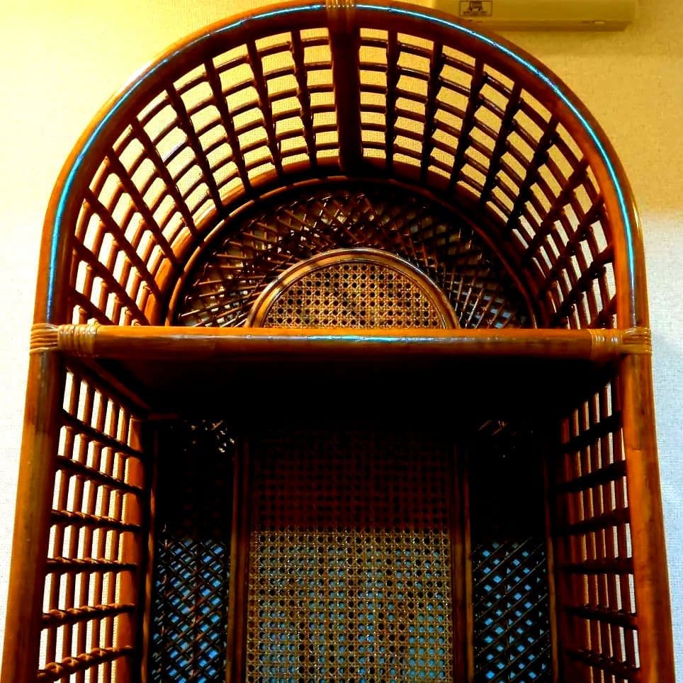 ヴィンテージ アーチラタンラック オープンラック 籐家具 収納 ナチュラル