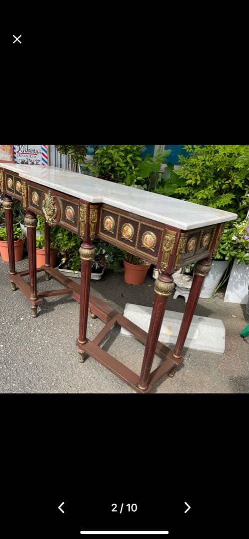 半額以下 スペイン製 大理石テーブル 木製テーブル 大理石天板