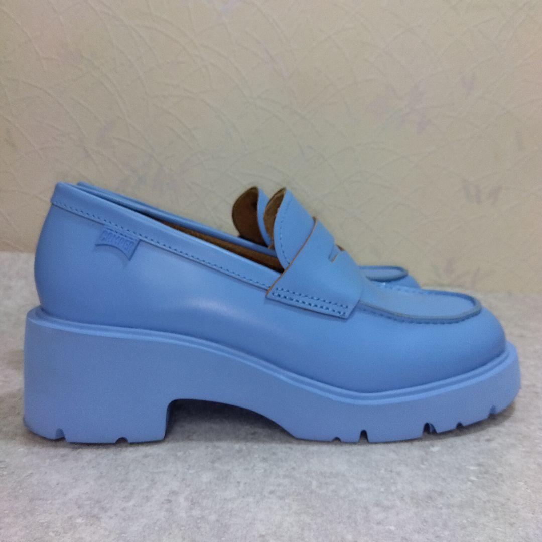 美品CAMPER カンペール 水色 厚底ローファー37