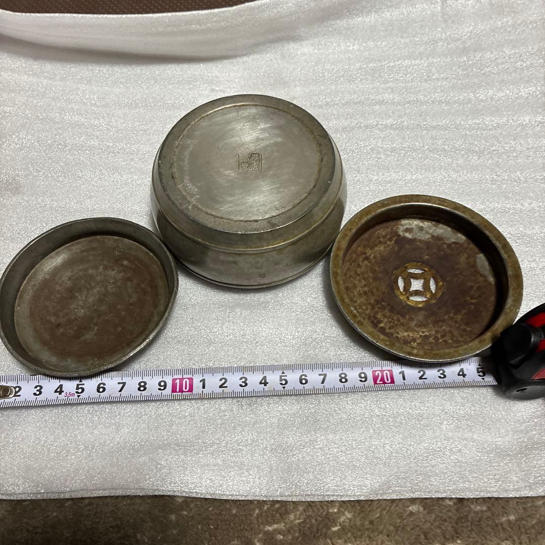 古錫　在銘　建水　茶こぼし　茶入　重453.5g煎茶道具　茶道具