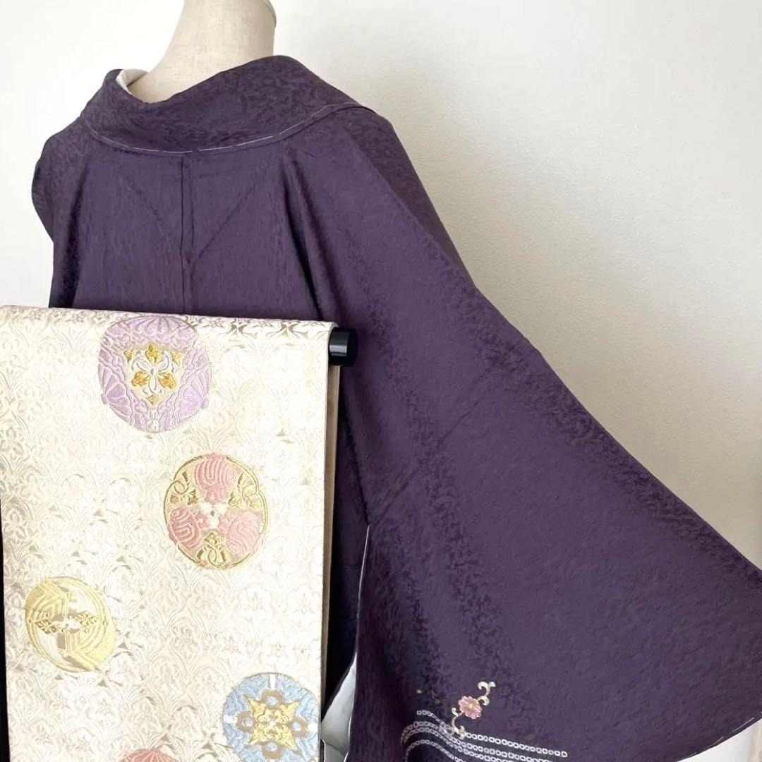 しつけ付き 手刺繍×絞り 付下げ訪問着 正絹着物 トールサイズ裄丈70