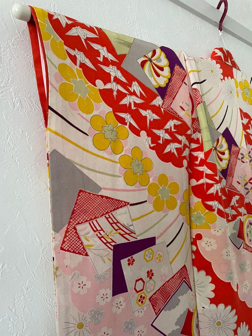 七五三　7歳　8歳　アンティークお着物セット　大寸作り帯コーデ