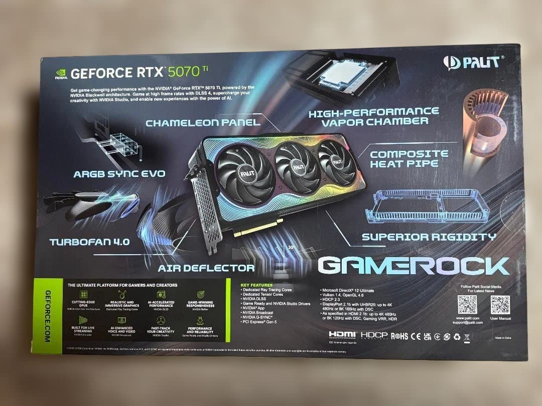 グラフィックボード・グラボ・ビデオカード PALIT GAMEROCK GeForce RTX 5070 Ti 16GB