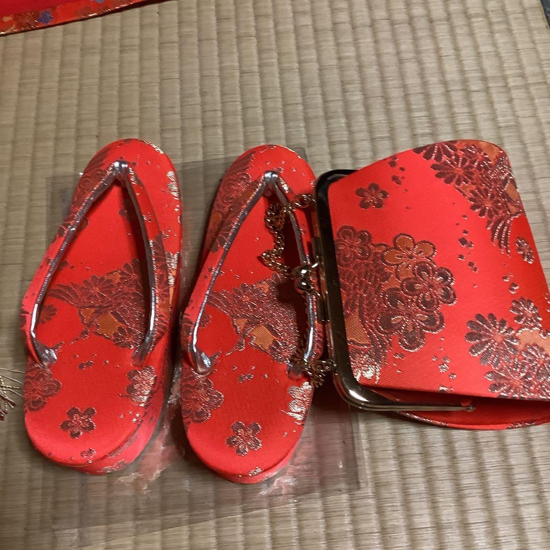 七五三　7歳用作り帯　筥迫セット　帯幅18センチ　草履21センチ