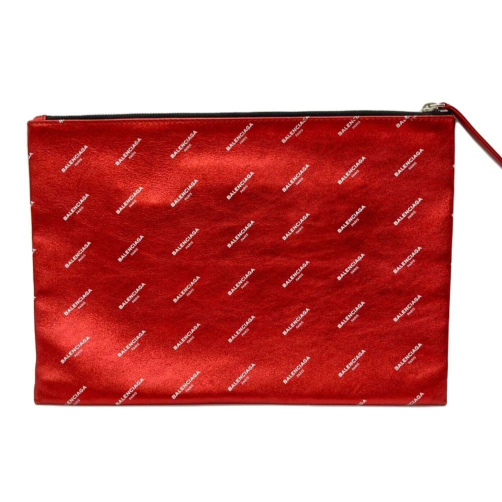 最終価格！BALENCIAGAバレンシアガ ロゴクラッチバッグ パーティーレッド