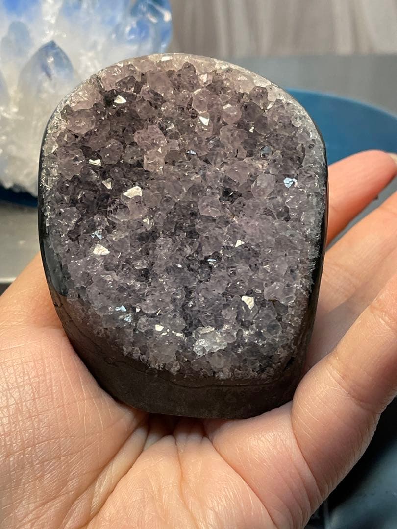 青い水晶クラスター パワーストーンクリスタルとアメジストクラスター セット