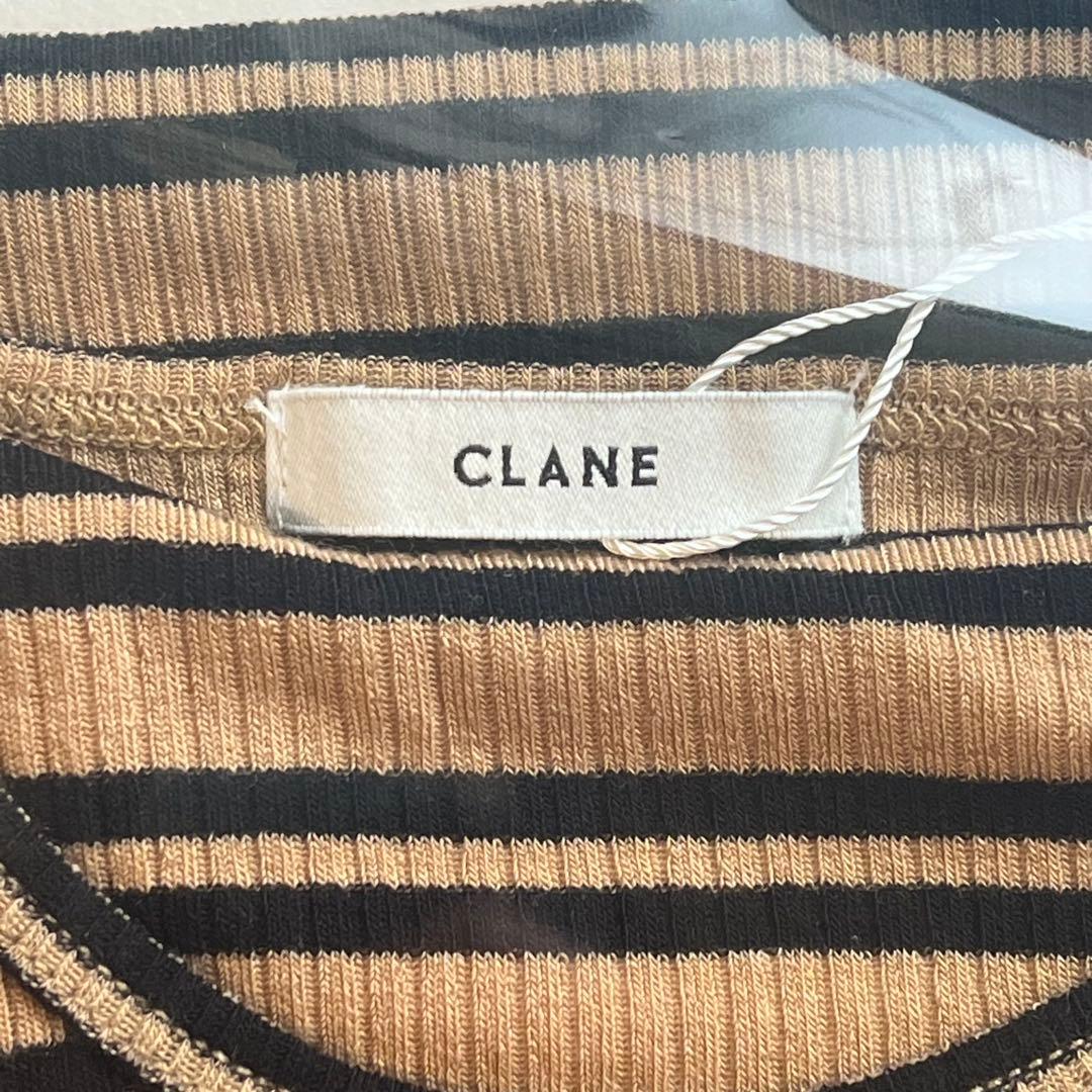 clane LAYERED SHOULDER CUT TOPS 1 ボーダー