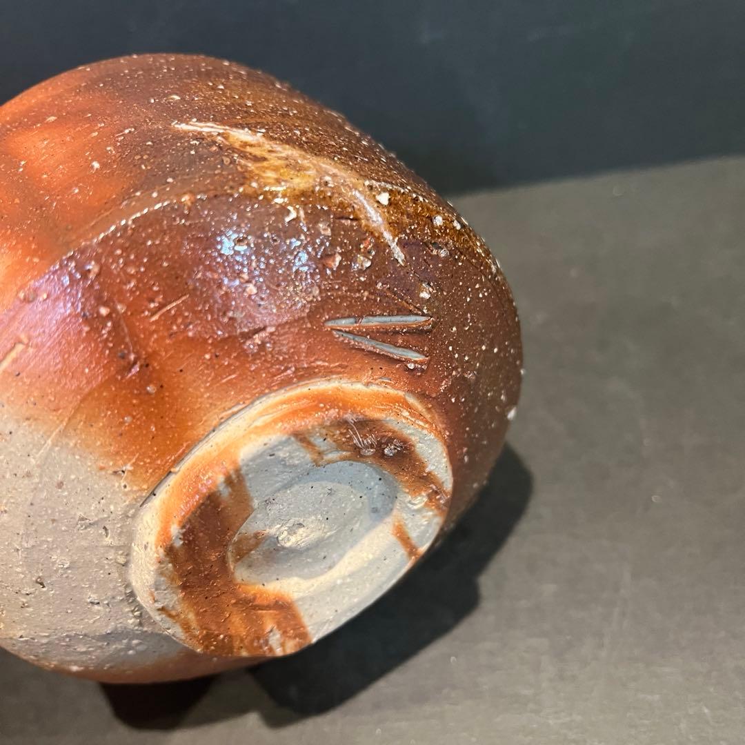 新品　人間国宝　伊勢崎淳　茶碗／陶歴共布共箱あり　緋襷　個展購入品