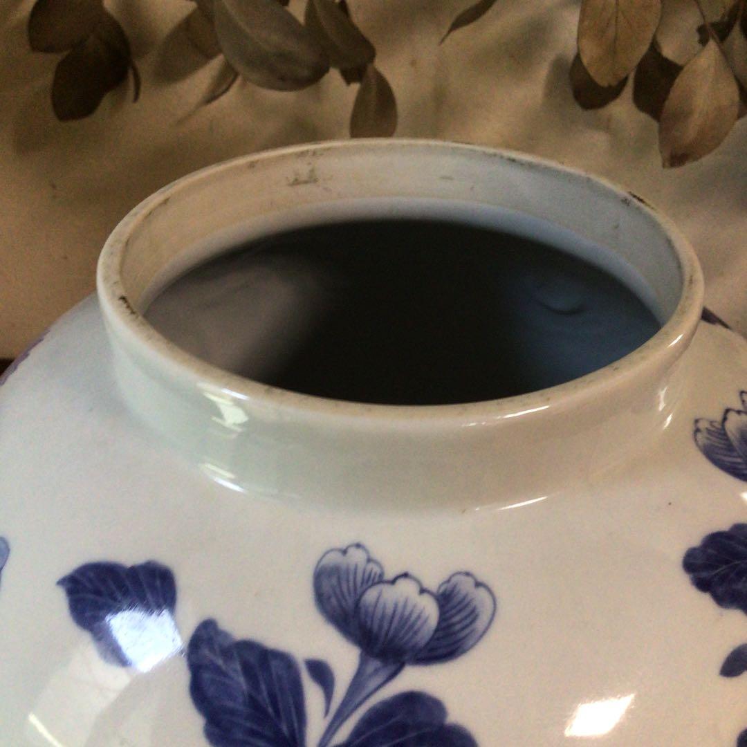 3582 オランダ デルフト陶器　BEGONIA 染付　和蘭　タバコ壷　送料無料