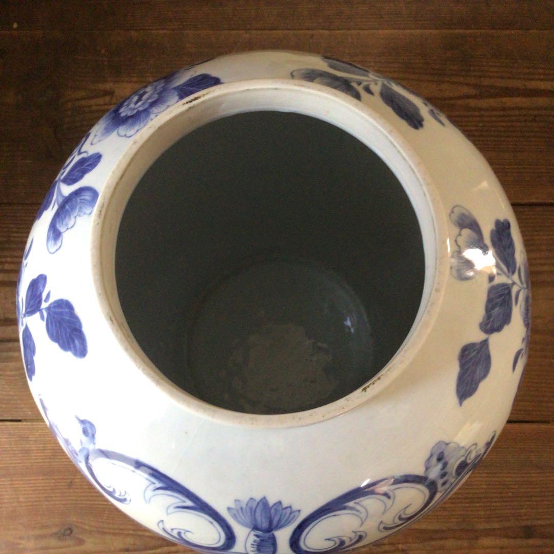 3582 オランダ デルフト陶器　BEGONIA 染付　和蘭　タバコ壷　送料無料