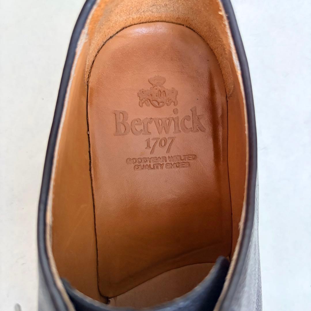【極美品】berwick バーウィック3680 6 1/2プレーントゥ 黒 シボ