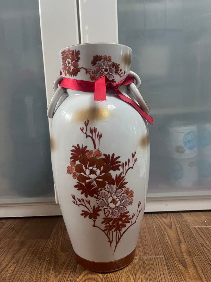 赤と金の火の鳥装飾陶器花瓶