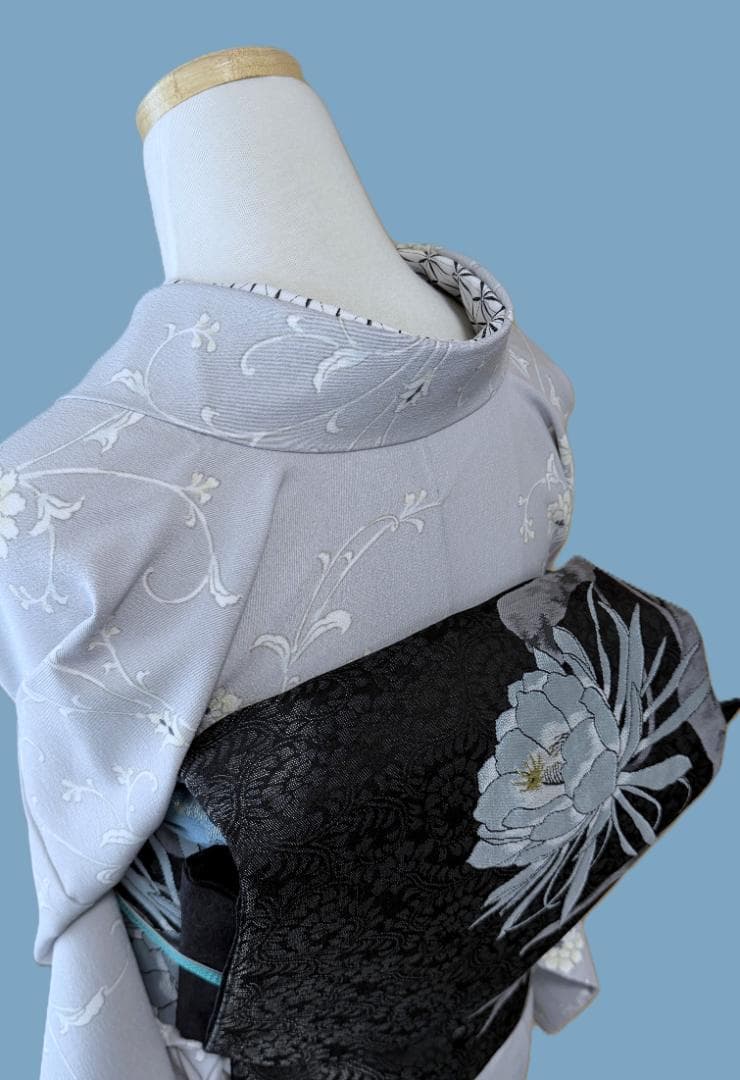 帯３　千地康弘　月下美人アラベスク柄名古屋帯　アイスミント　正絹　新品未使用