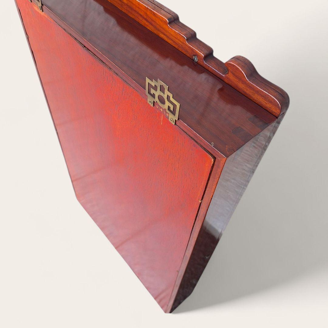 唐木 壁掛け飾り棚 ガラスキュリオ 中国家具 花梨調 77cm