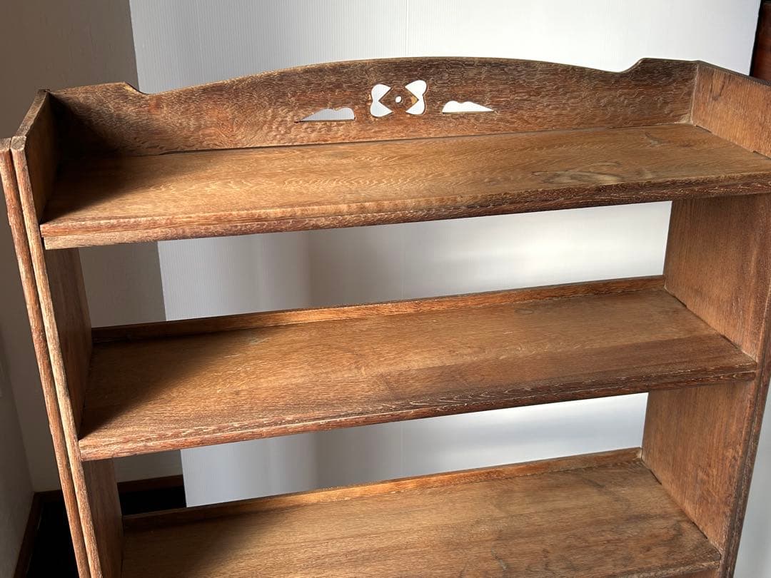 木製収納棚　5段　楔式本棚　食器棚　オープンラック　古家具　古道具　アンティーク