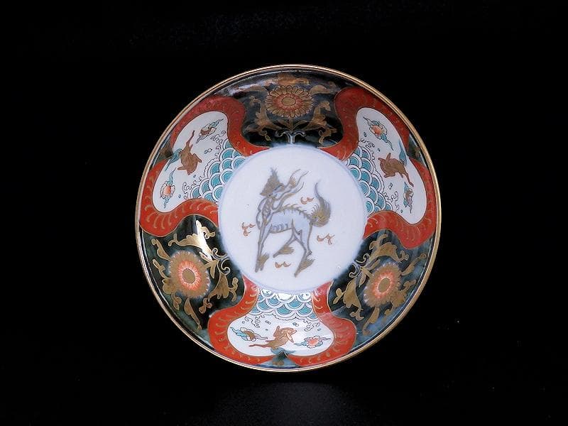 古伊万里　金襴手　波兎に花の図　膾皿　春寒鉢　５客　C961AS-BGd